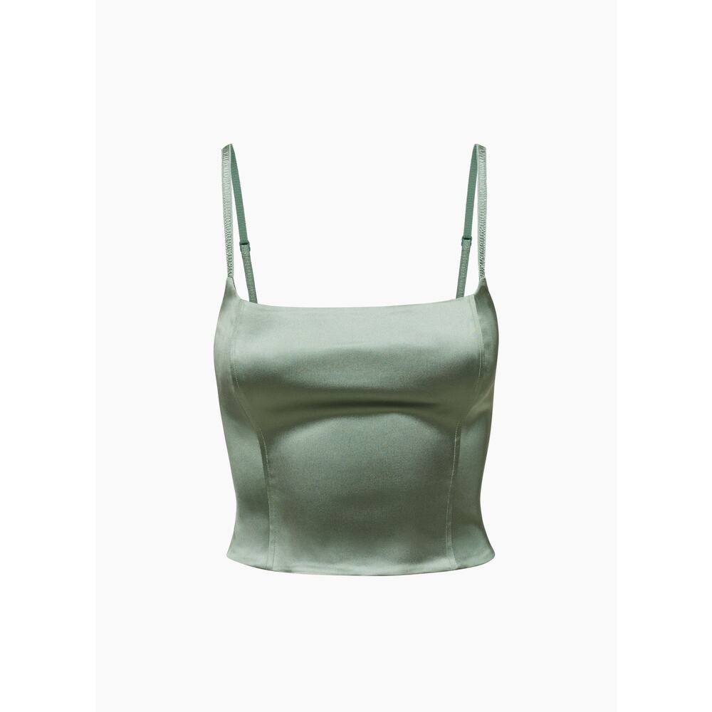 Aritzia Wilfred Lovefest Satin Bustier Tank — Gallery Green — Size S